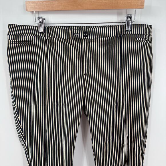 Betsy Johnson Black Label Pants 10 Pinstripe Navy Tan Vintage Work Career - Picture 2 of 14